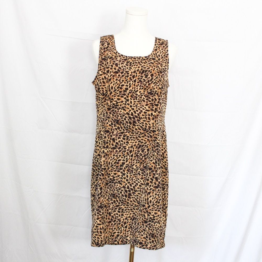 Y2K Sag Harbor Cheetah Print Sleeveless Shift Dress 12